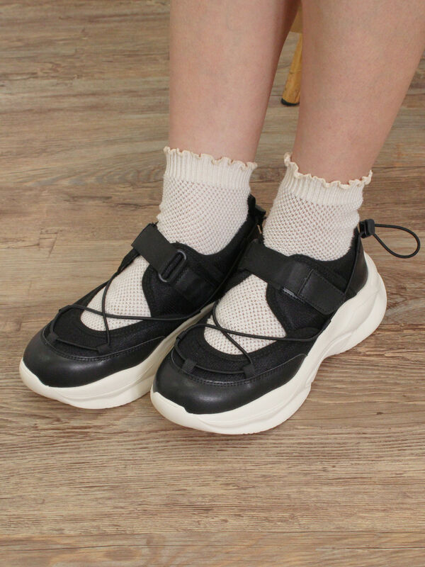 セール】 ベルクロスニーカー（ブラック/ベージュ/シューズ/スニーカー