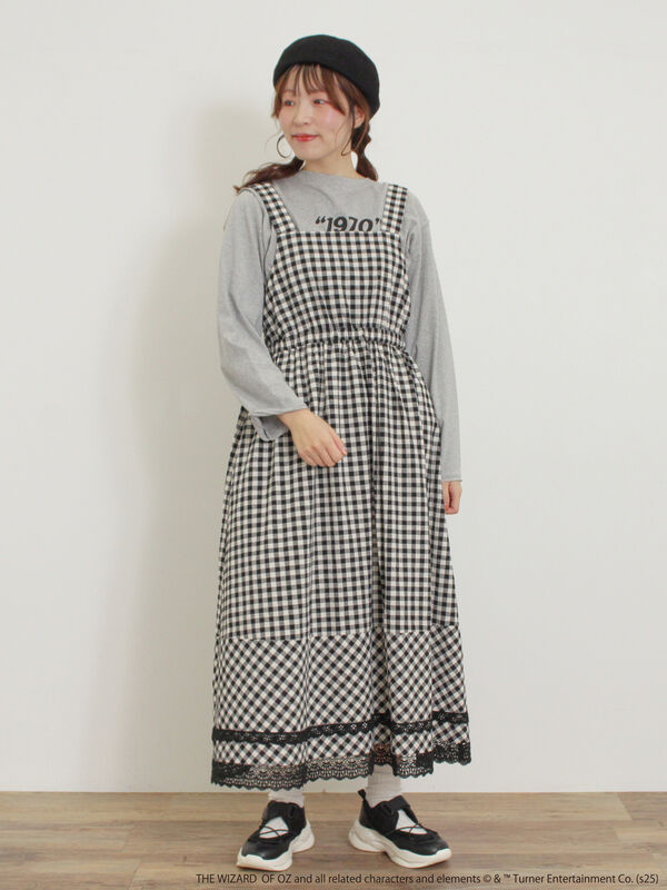 セール】 【オズの魔法使】ギンガムワンピース（ブラック/ブルー