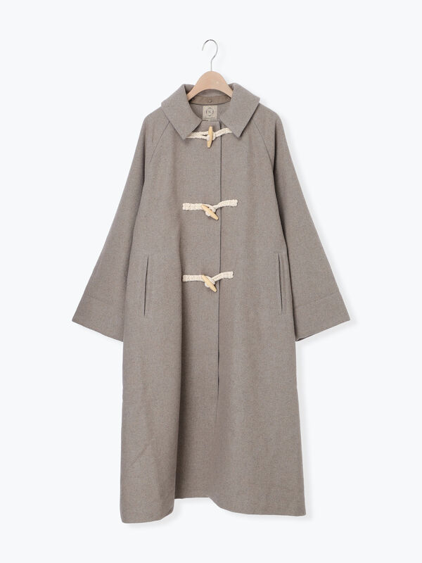 セール】 [タスマニアウール]2WAY襟ロングコート（ブラック/ボルドー