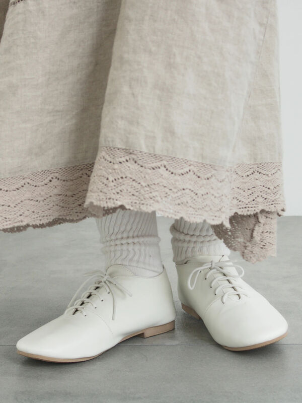 ソフトレースアップシューズ（オフホワイト/ブラック/シューズ/ドレス