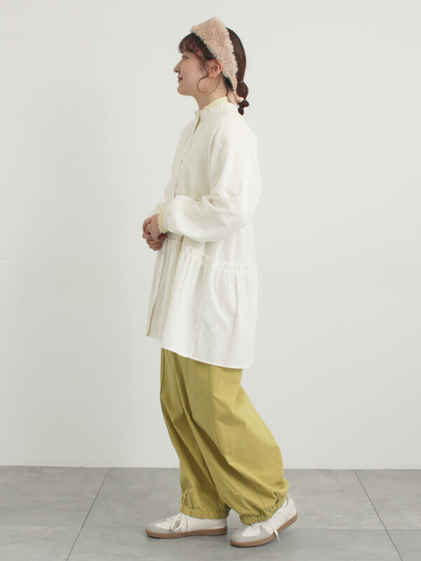 セール】 【M/Lサイズ】センターピンタック裾ギャザーパンツ