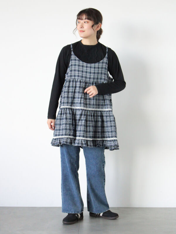 はしごレースティアードキャミチュニック（オフホワイト/ブラック