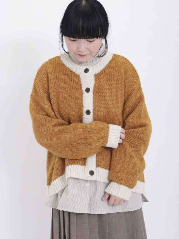 バイカラークルーネックカーディガン（その他/その他）【セール