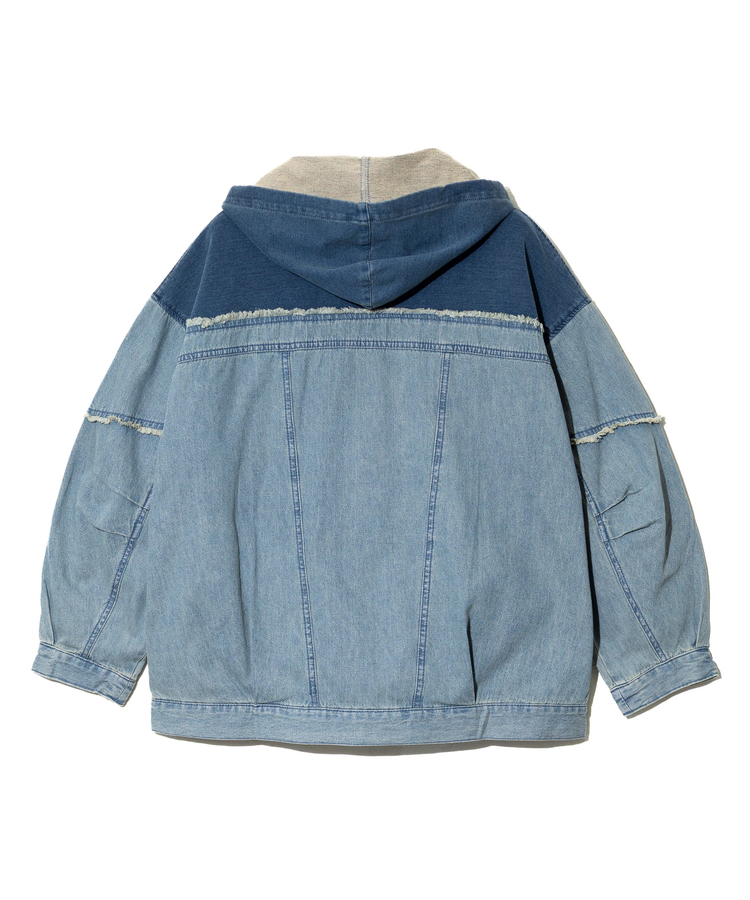 mililopiulu/ミリロピュール ケミカルデニム裏毛フーディーパーカー