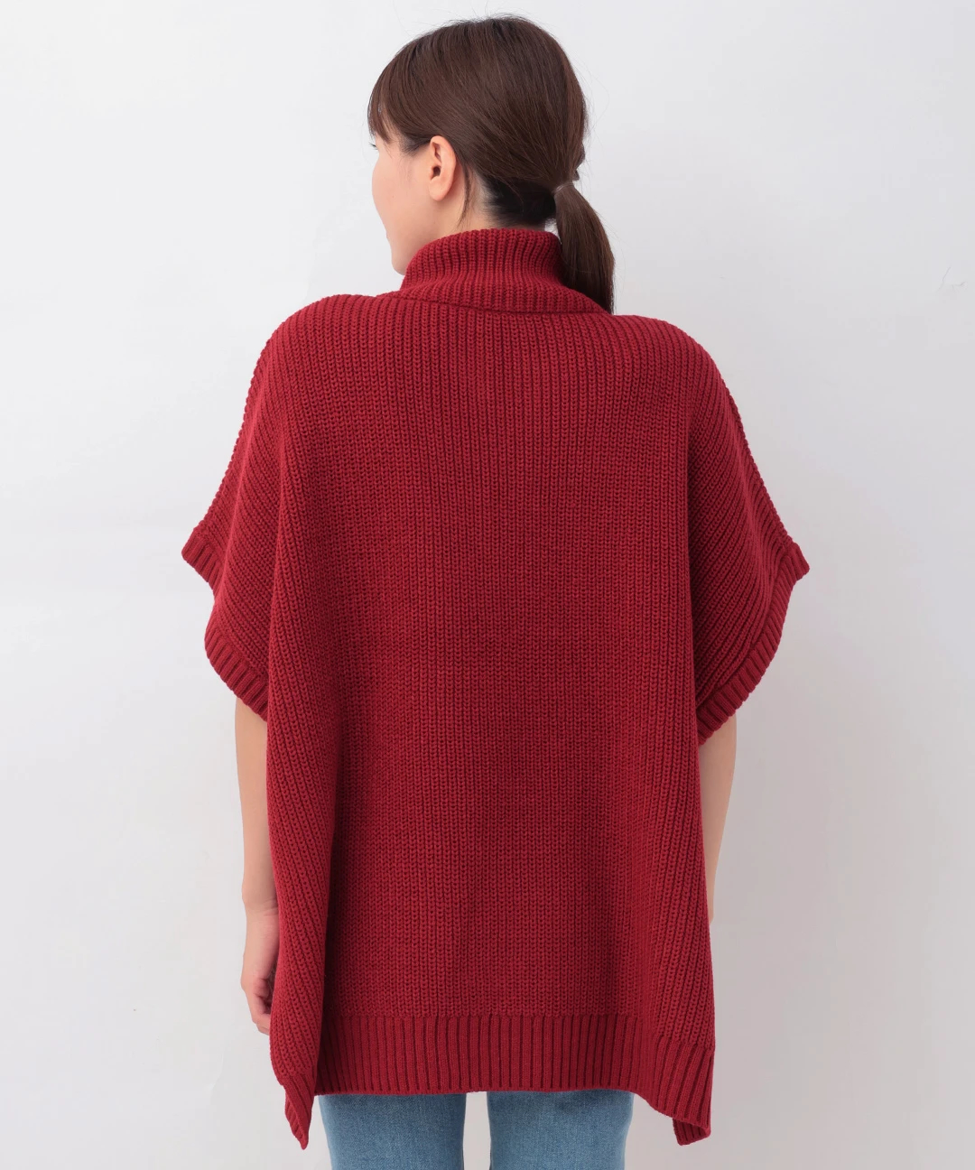 ハーフジップポンチョニットプルオーバー(大きいサイズ) / ニット