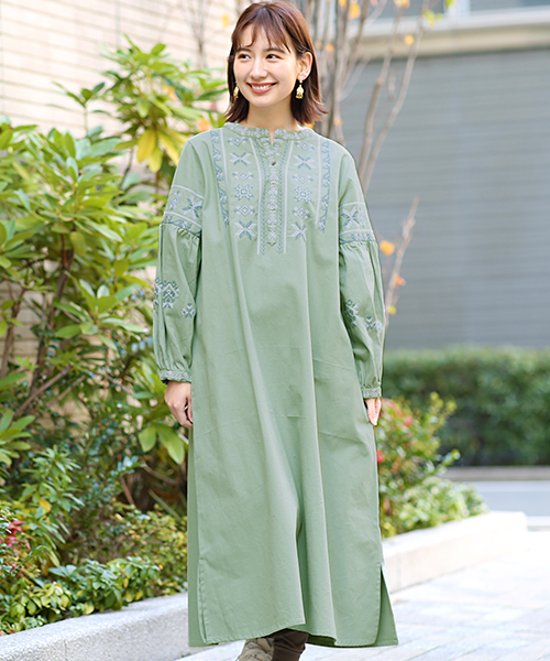 キカ刺繍ワンピース / ワンピース | エスニックファッション＆雑貨の
