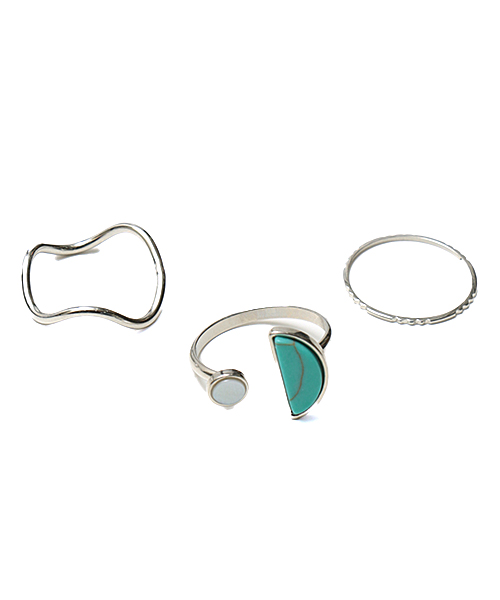 ターコイズ3Pセットリング / 指輪・カフリング | エスニック