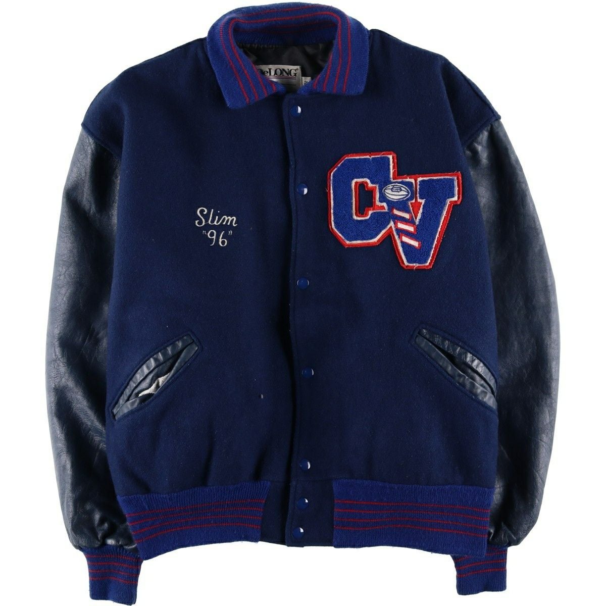 古着 90年代 ショット SCHOTT 中綿入り 袖革ウールボタンスタジャン