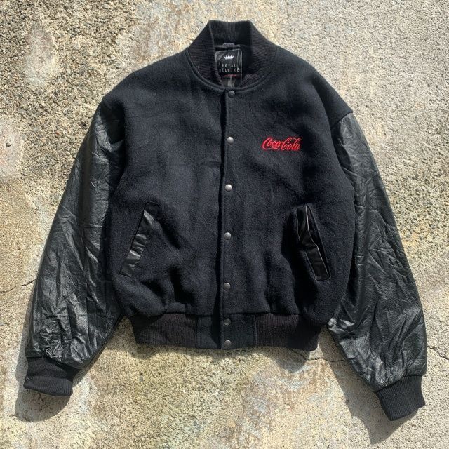 M/L】カナダ製 コカ・コーラ刺繍 袖革×ウールスタジャン ジャケット