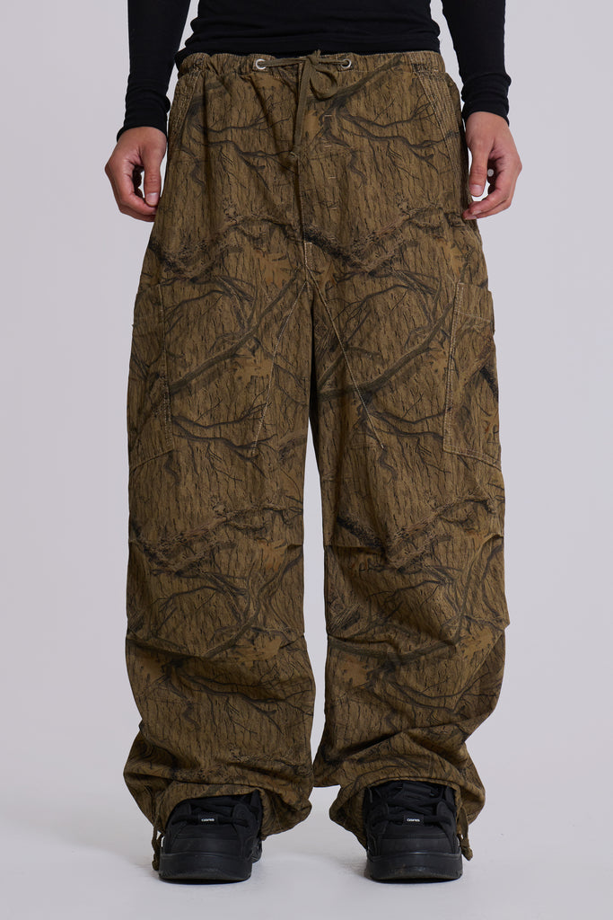 Shop Forest Camo Parachute Pants | Jaded London | Clothing