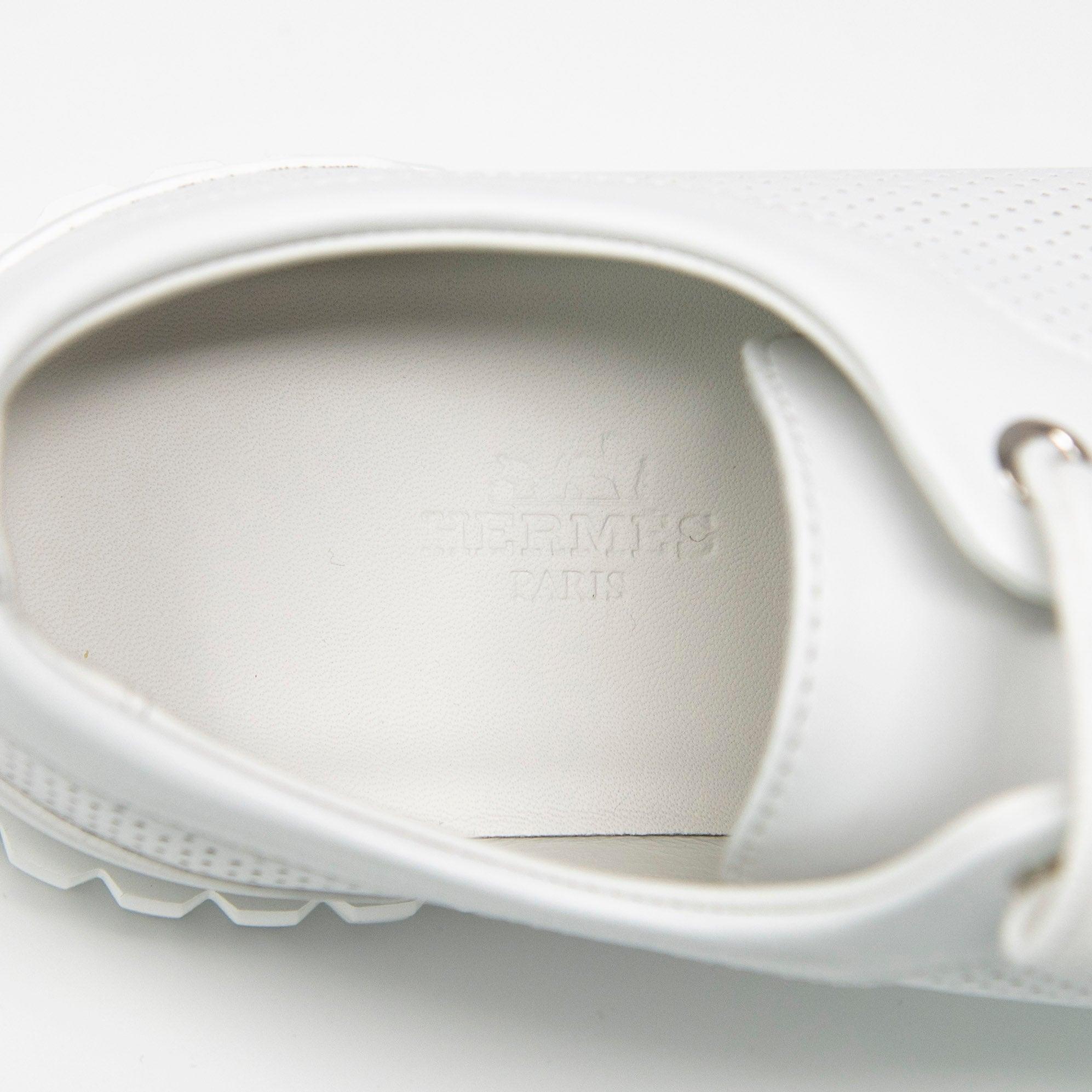 Hermes White Veau Cross Sneakers 36 | Jadore Couture