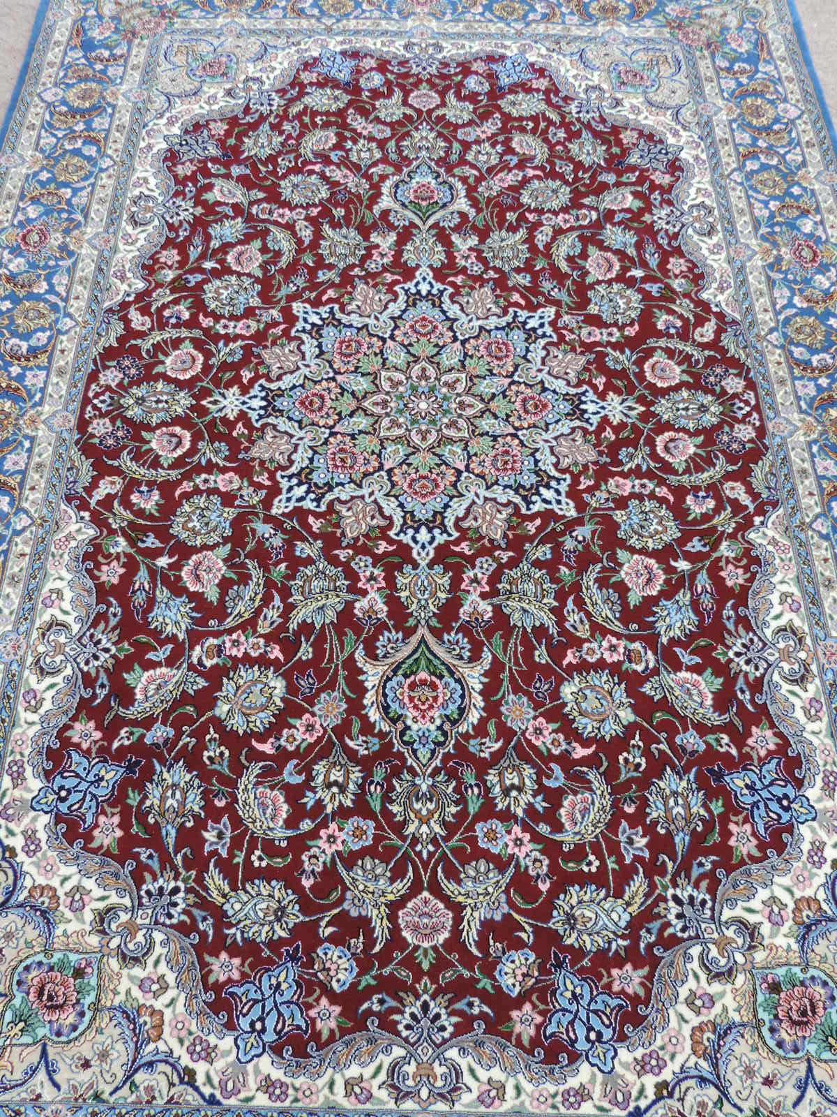 ペルシャ絨毯 カーペット ラグ ウール&シルク 手織り 高級 ペルシャ