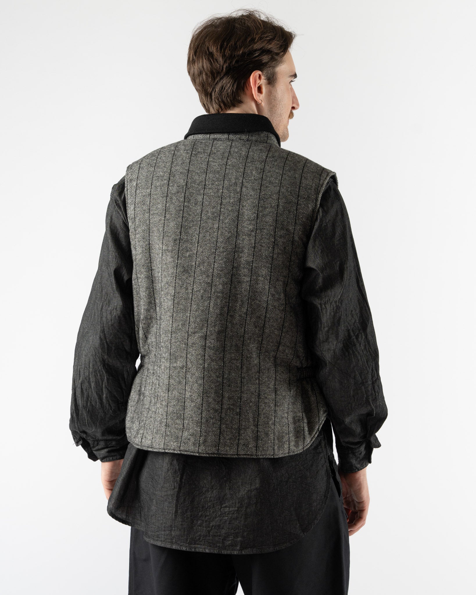 Engineered Garments LL Vest in Dark Gray Wool Curated at Jake and