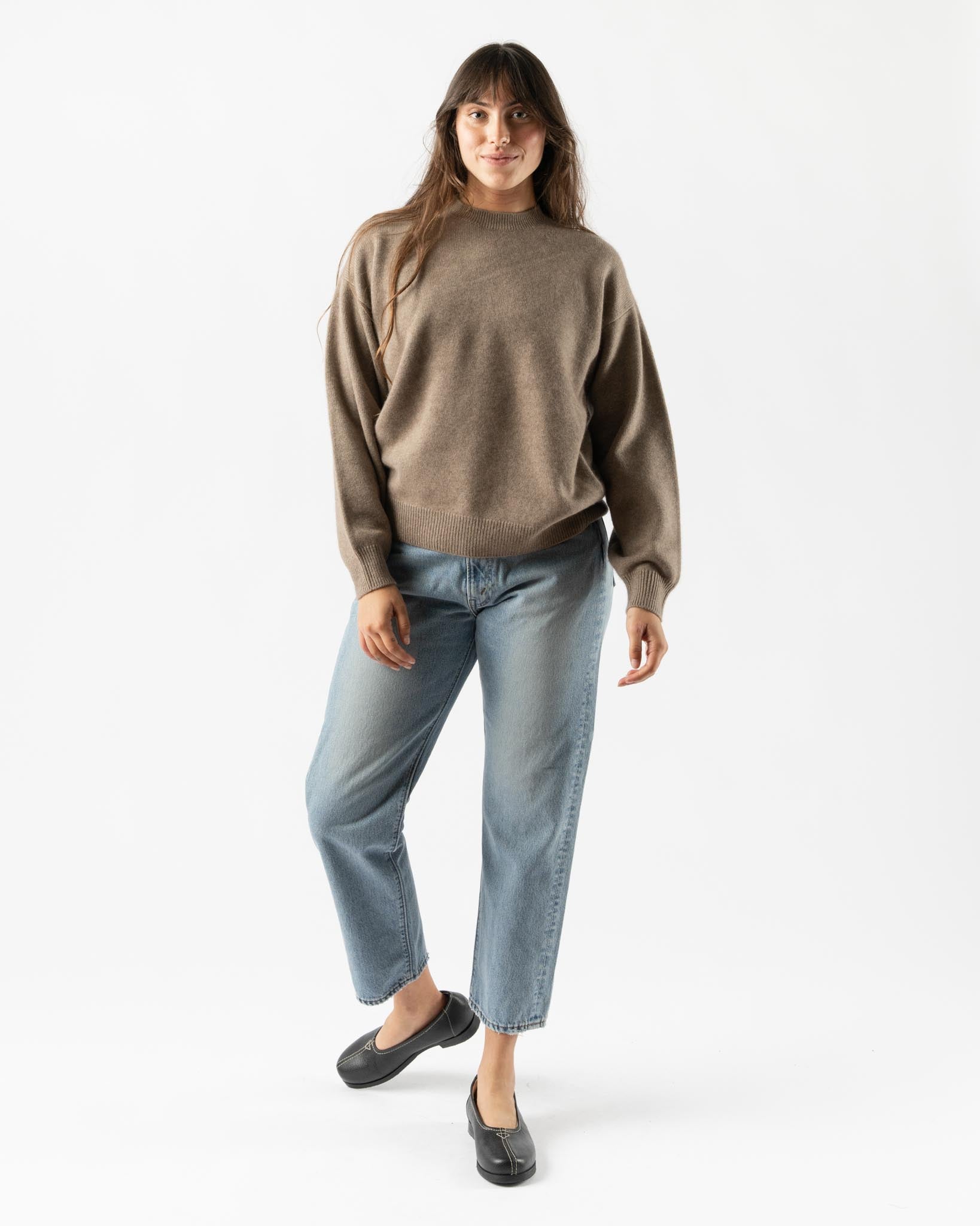 Auralee Baby Cashmere Knit Pull Over in Natural Brown Curated at