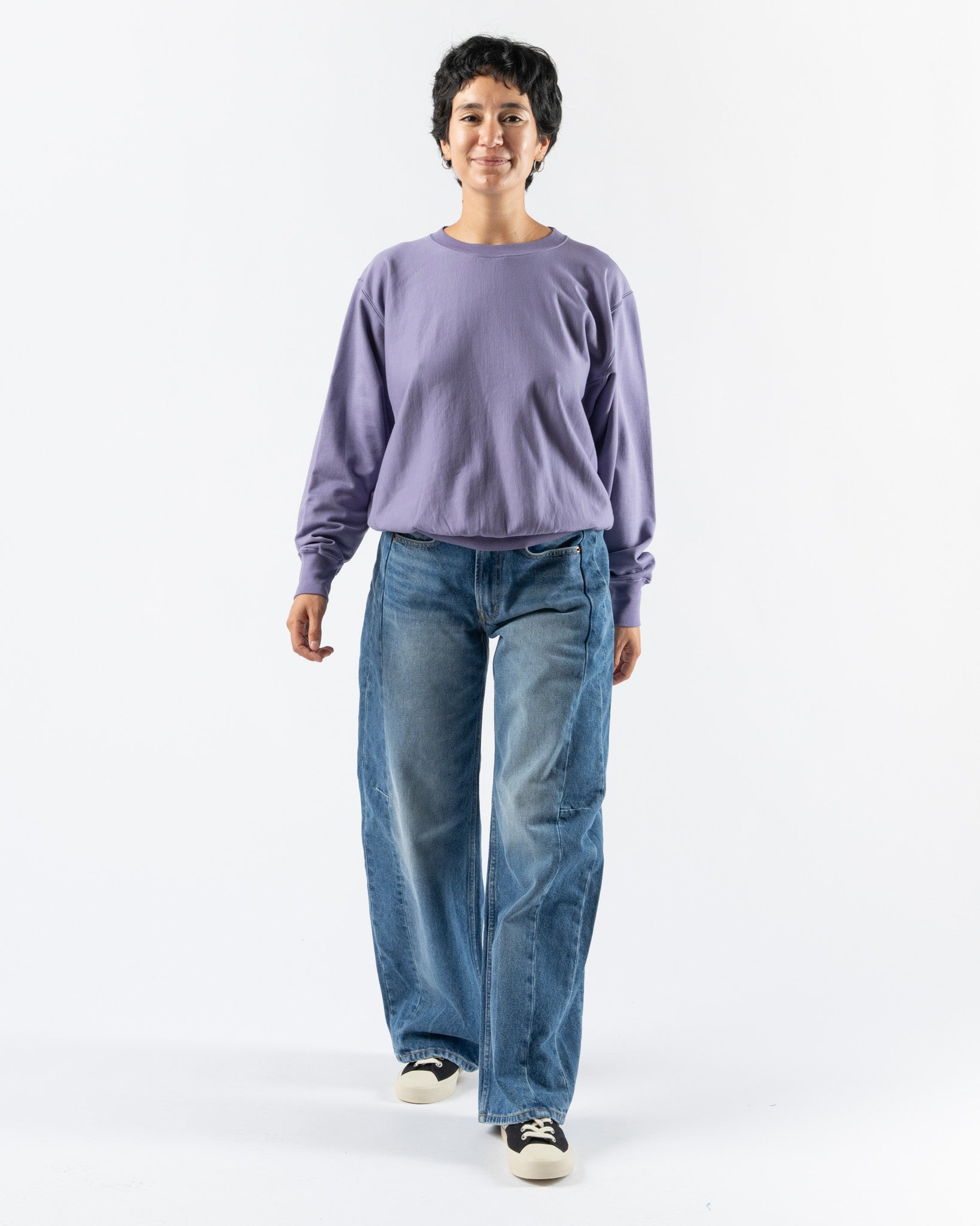 Auralee Elastic High Gauge Sweat Pullover in Purple Curated at