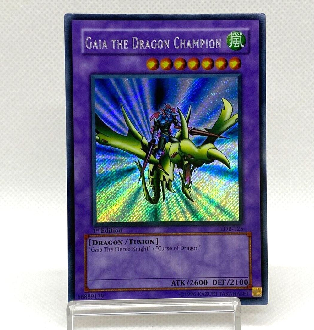 Yugioh LOB-125 1st Edition Reprint Gaia The Dragon Champion Secret Rar