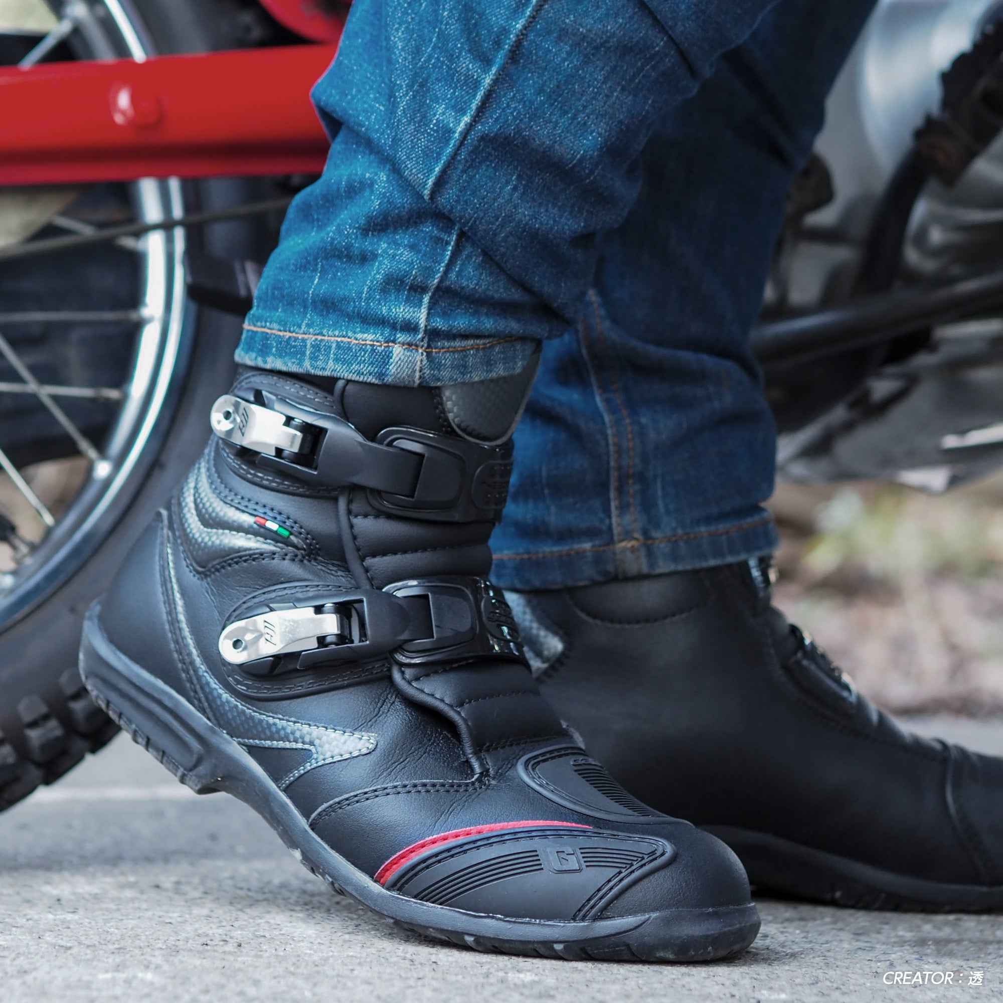 試着無料】ガエルネ タフギアフラット - バイク ブーツ ツーリング