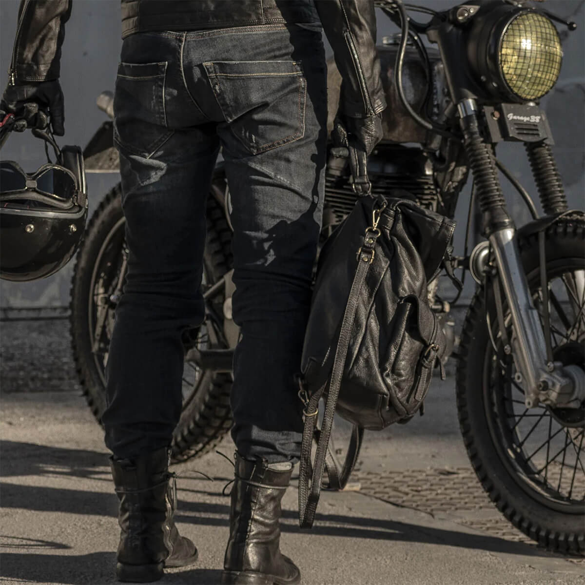 試着無料】PMJ カフェレーサー - バイク パンツ デニム カジュアル