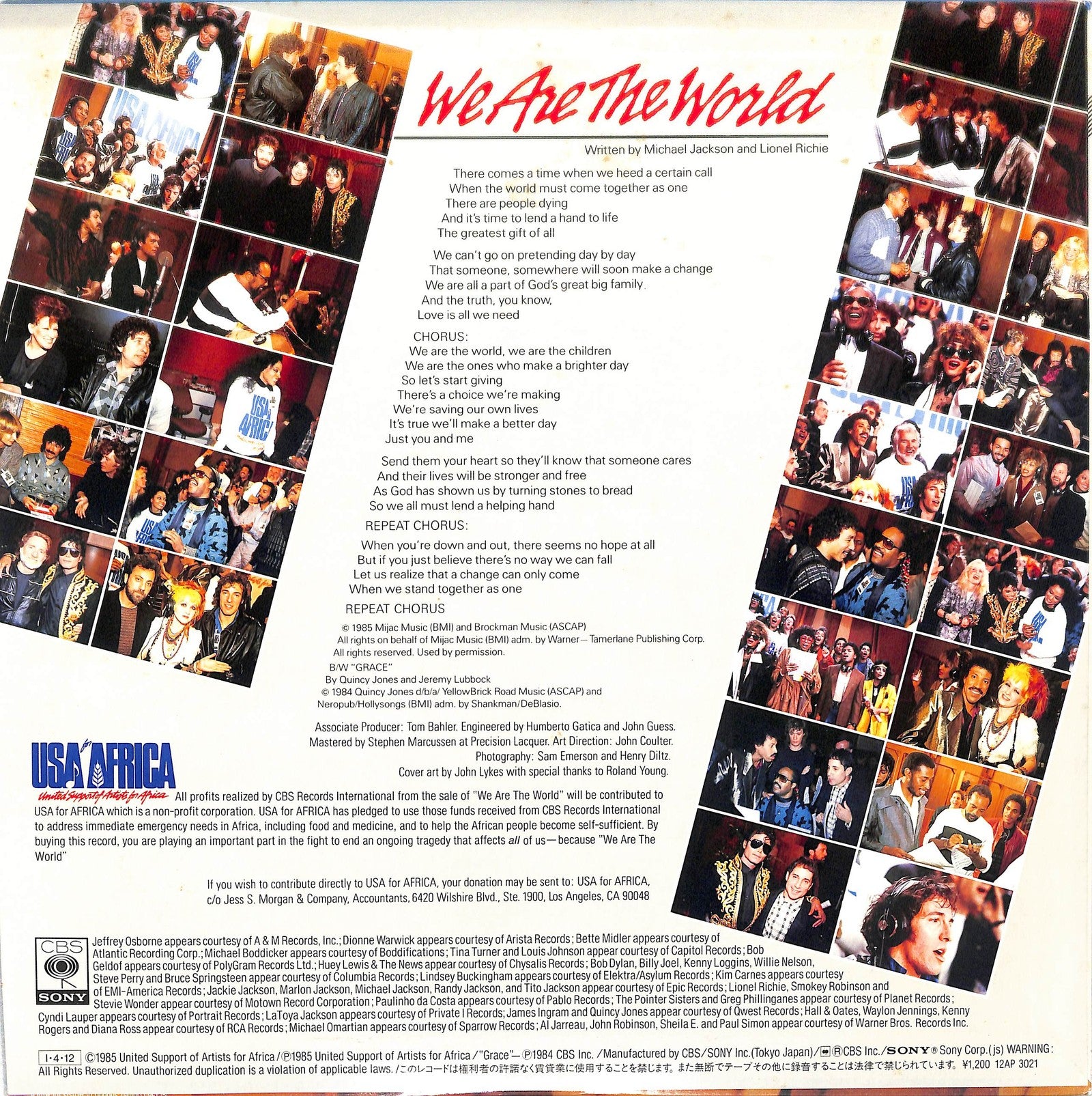 USA FOR AFRICA - We Are The World (12'' Single) – javiny