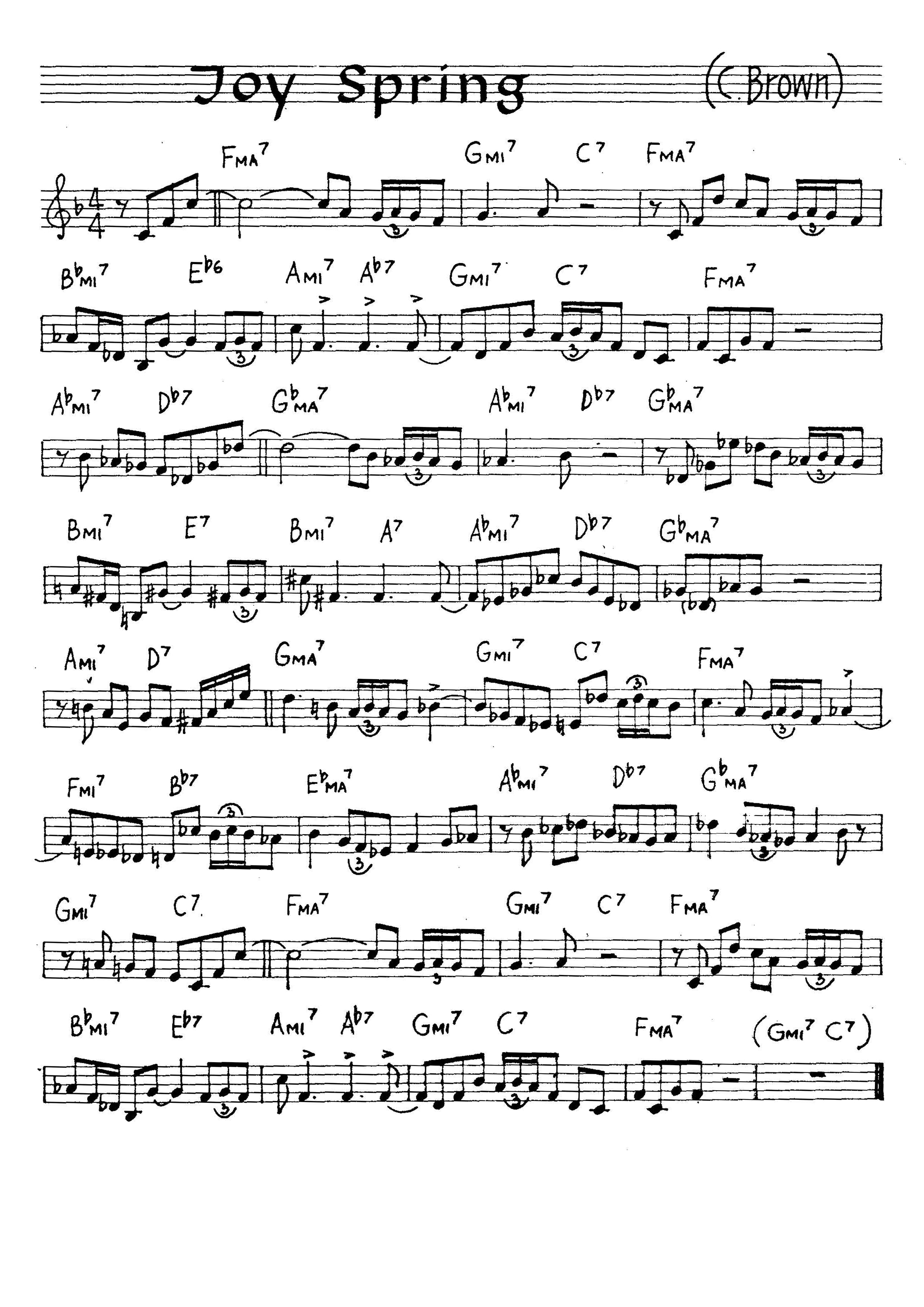 無料楽譜】Joy Spring（）／Brown C.【JAZZ】