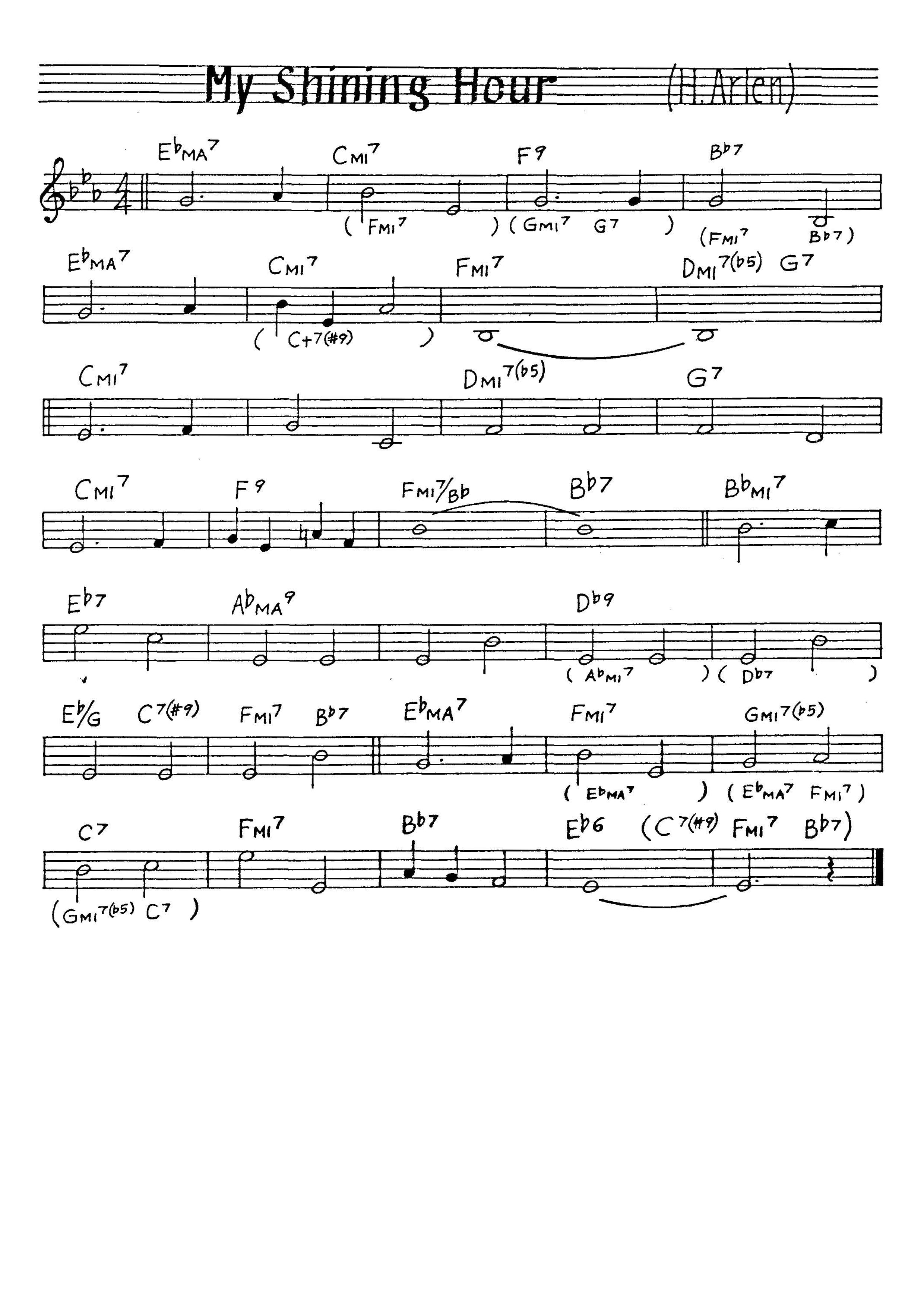 無料楽譜】My Shining Hour（）／H. Arlen【JAZZ】