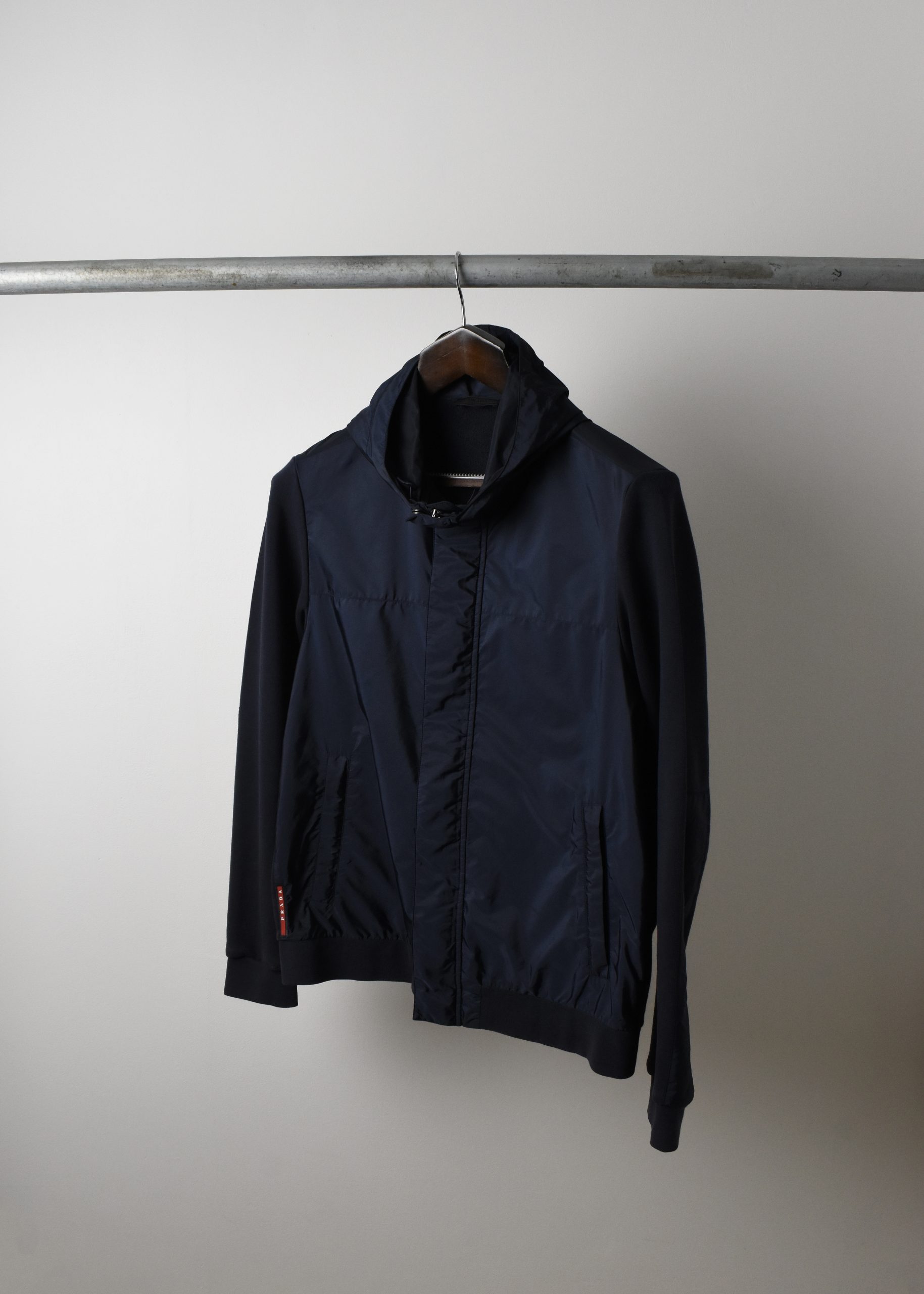 AW15 PRADA SPORT NYLON PLATED ZIP HOODIE (L) - Jazzy Badger