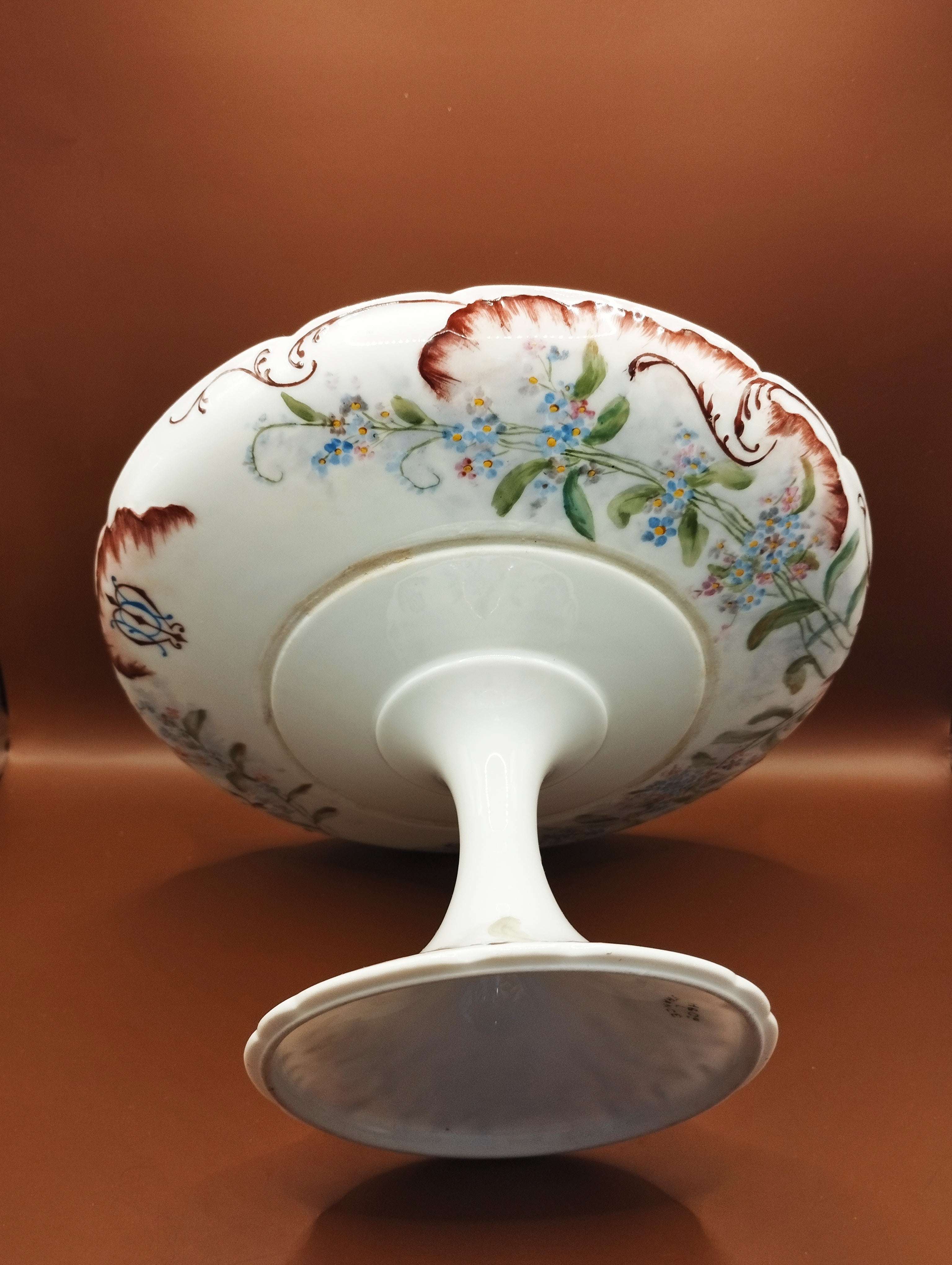 コンポティエ 19世紀 | 海老茶色唐草×花柄・フランス製アンティーク