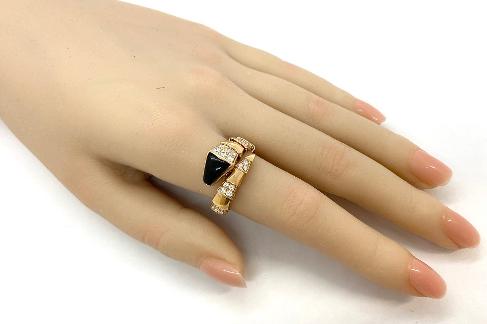 BVLGARI 【ブルガリ】K18PGブラックオニキス ダイヤモンドリング (NO