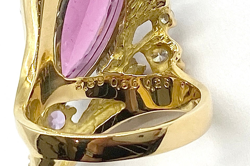 松崎勉＆憲子】 K18/Pt900ピンクトルマリン ダイヤモンド ブルー