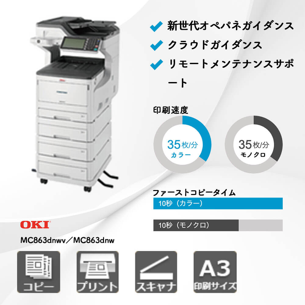MC863dnwv／MC863dnw OKI カラーA3複合機 | 複合機・コピー機のリース