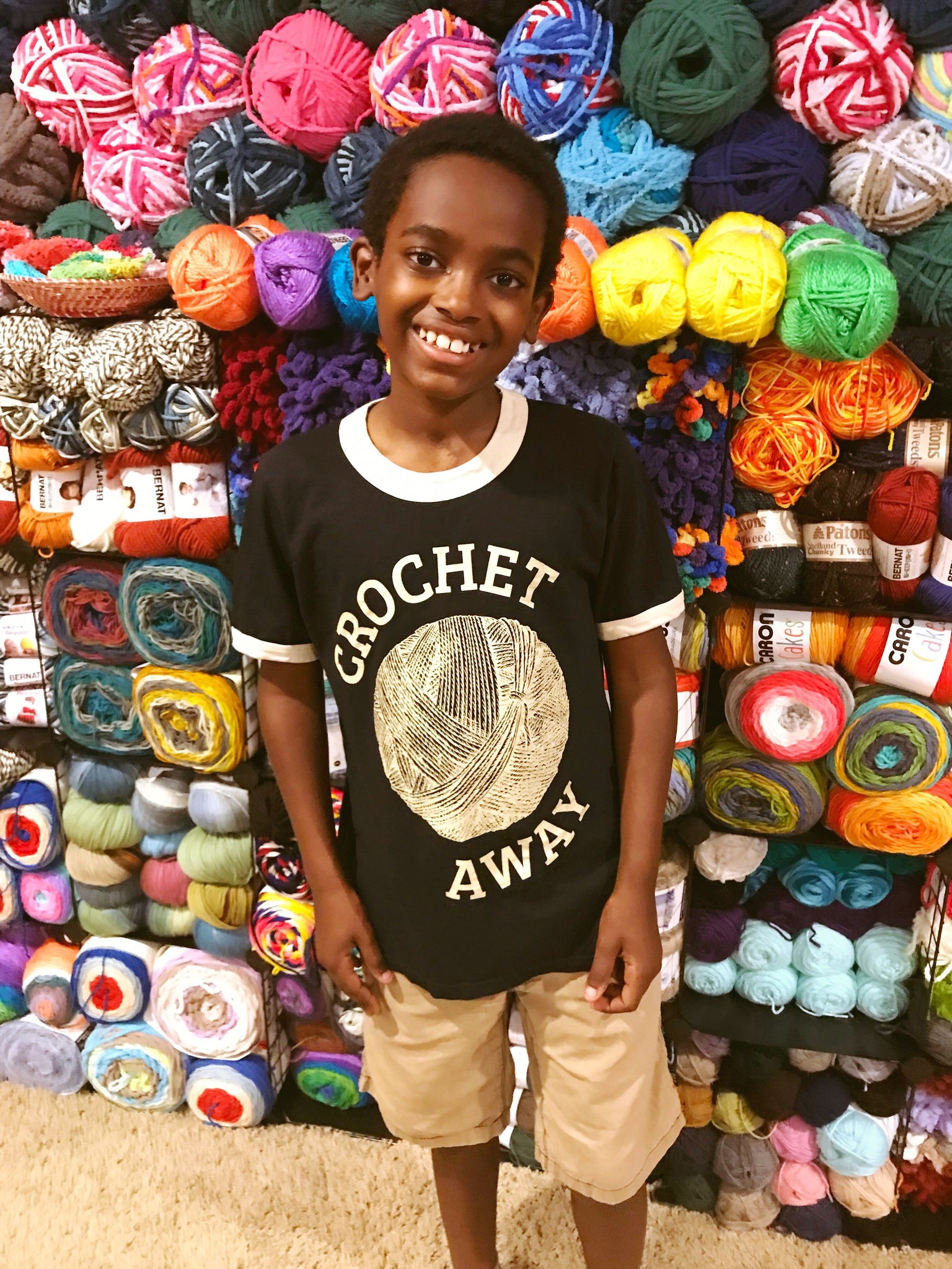 Crochet Away Black/Tan Unisex Ringer Tee – Jonah's Hands