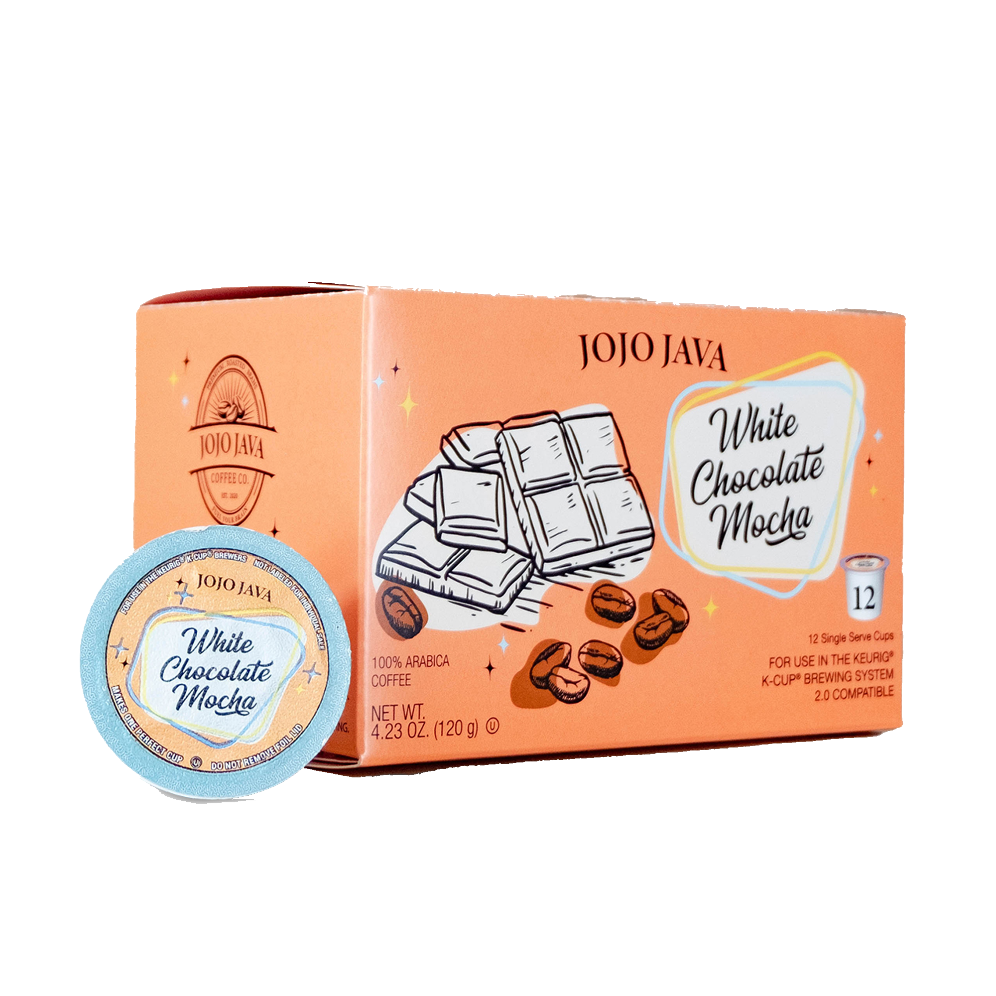 JOJO JAVA White Chocolate Mocha Coffee Single Serve K Cups