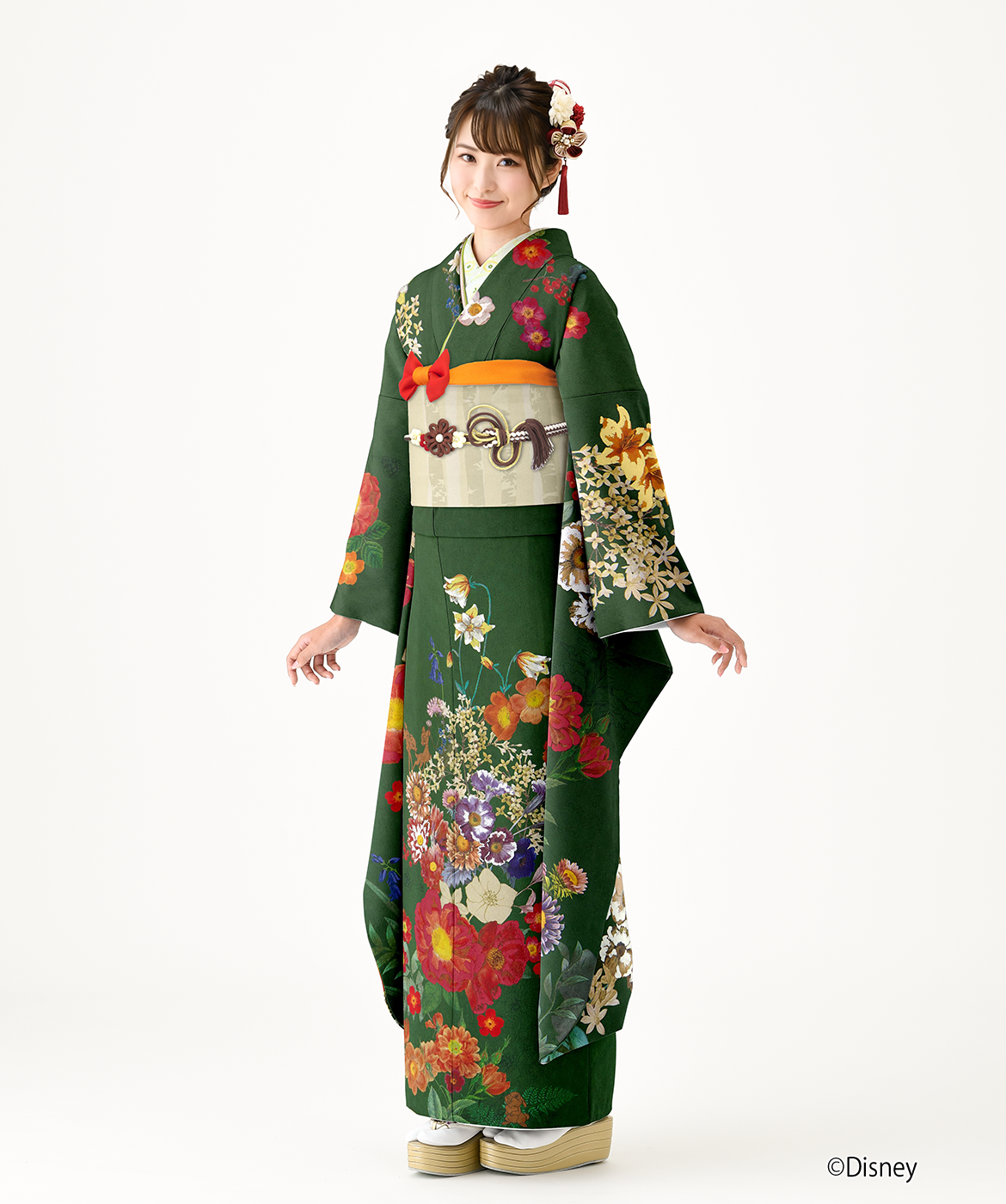 振袖レンタル衣装_64-HDF-B015LLの詳細（緑 ディズニー 新鮮）｜成人式