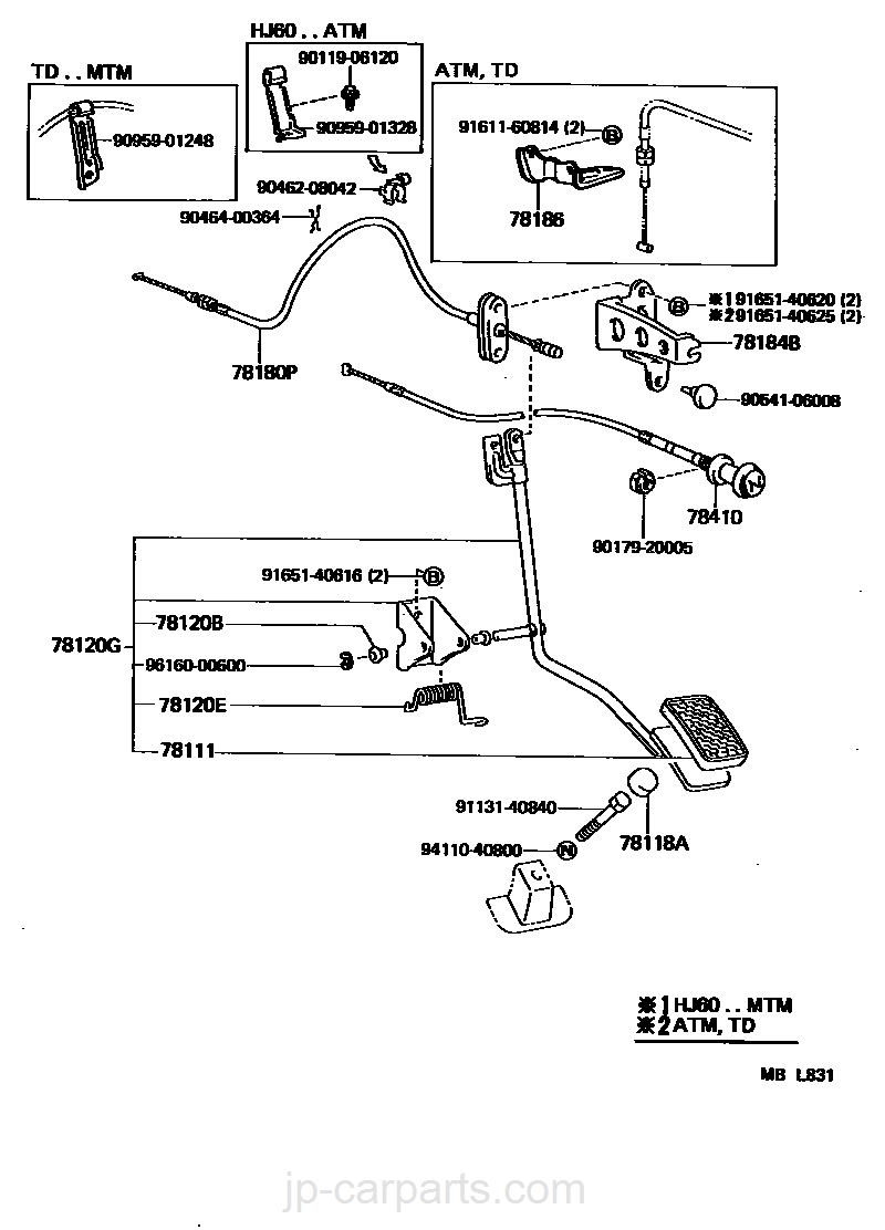 toyota | LAND CRUISER VAN | HJ61V-MEMZX | 7851:ACCELERATOR LINK