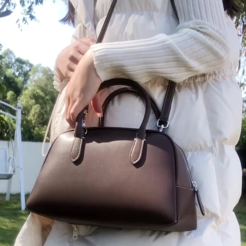 新入荷 ブラウン レザー ボストンバッグ 2Way ショルダー バッグ