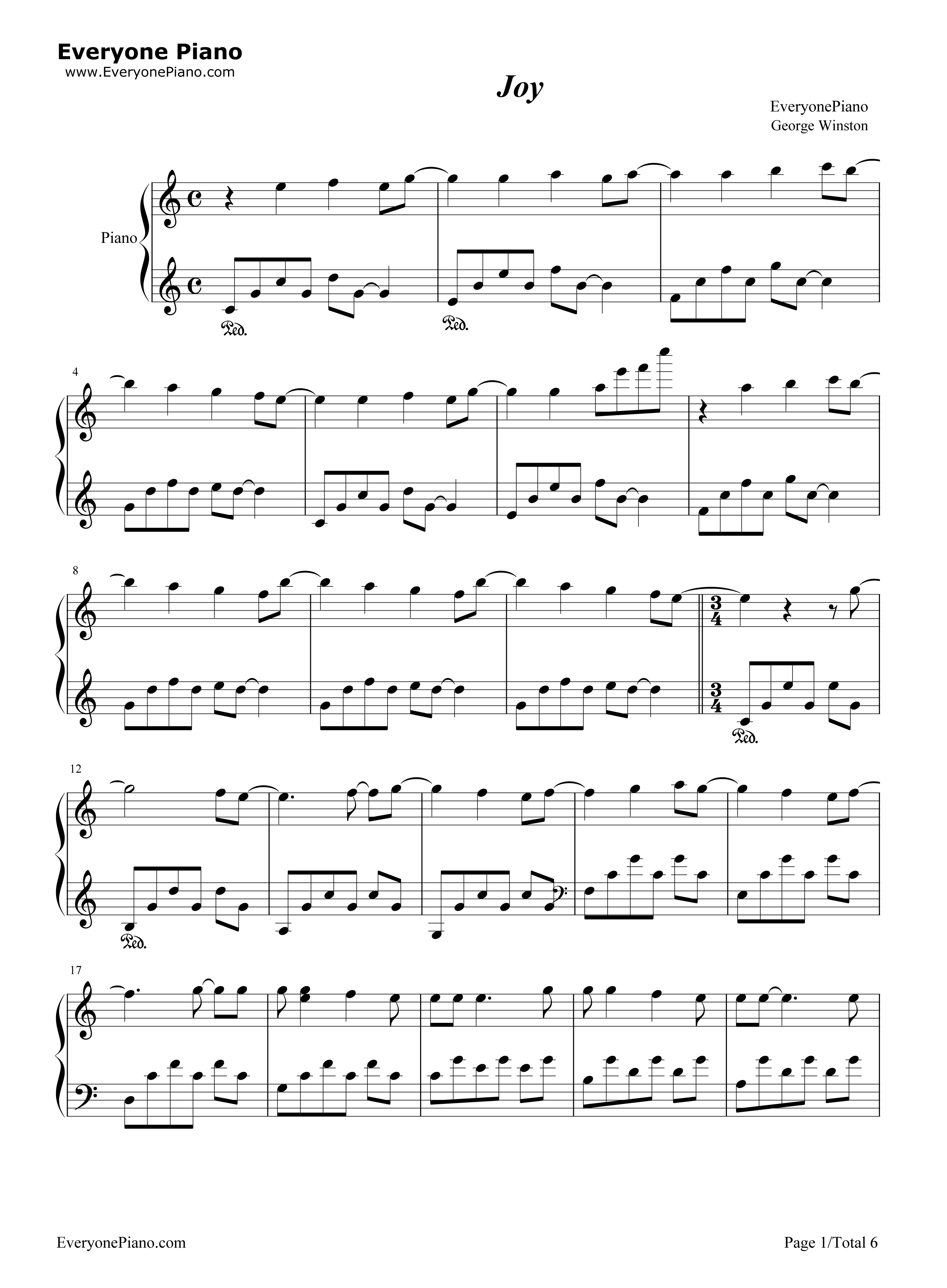 Joy-George Winston-ジョージ・ウィンストン五線譜プレビュー-EOP