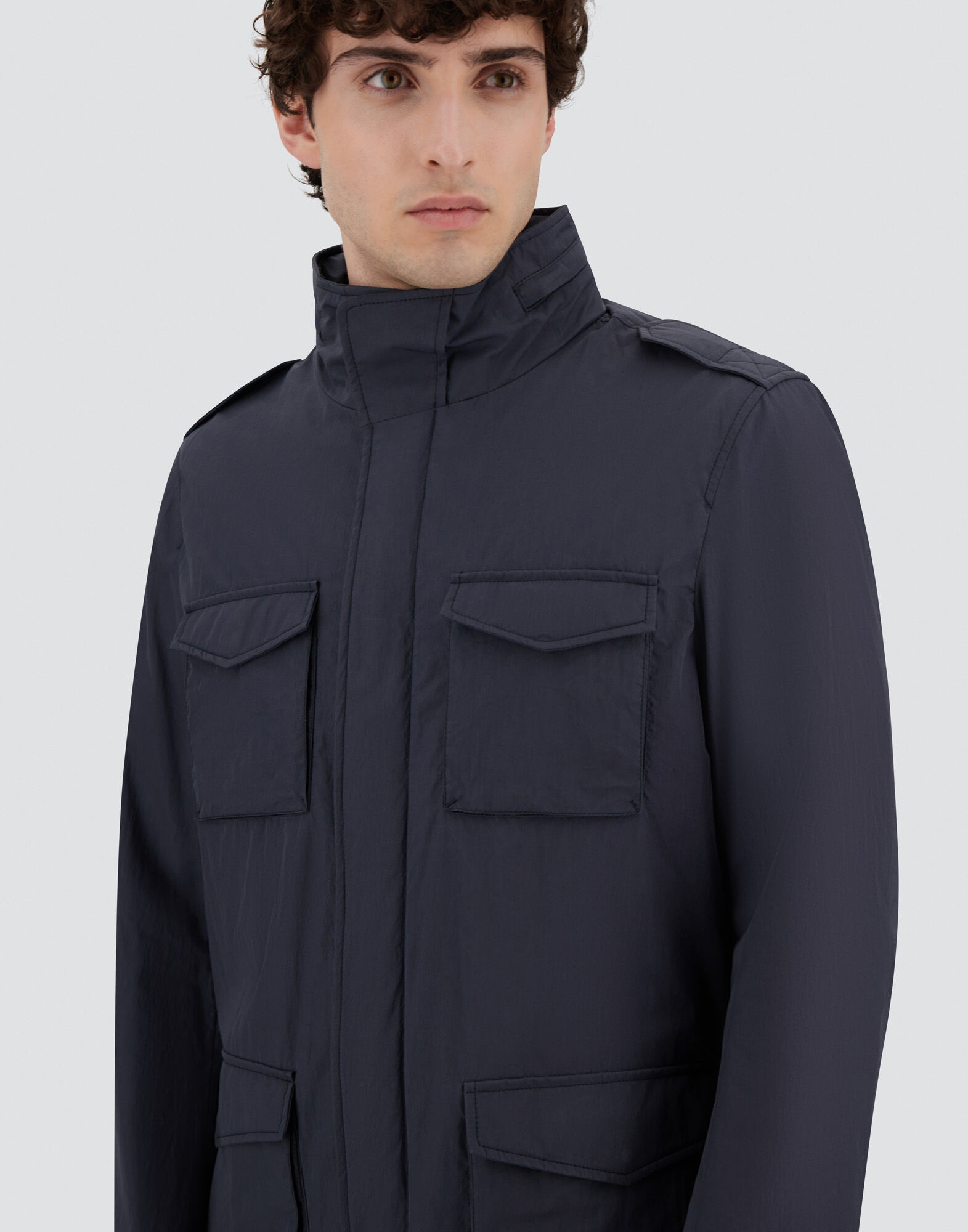 CRINKLE NYLON FIELD JACKET in Navy Blue for Men | Herno®