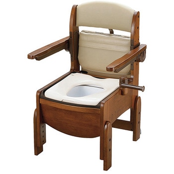 木製トイレ きらく コンパクト 肘掛跳ね上げ Richell(リッチェル