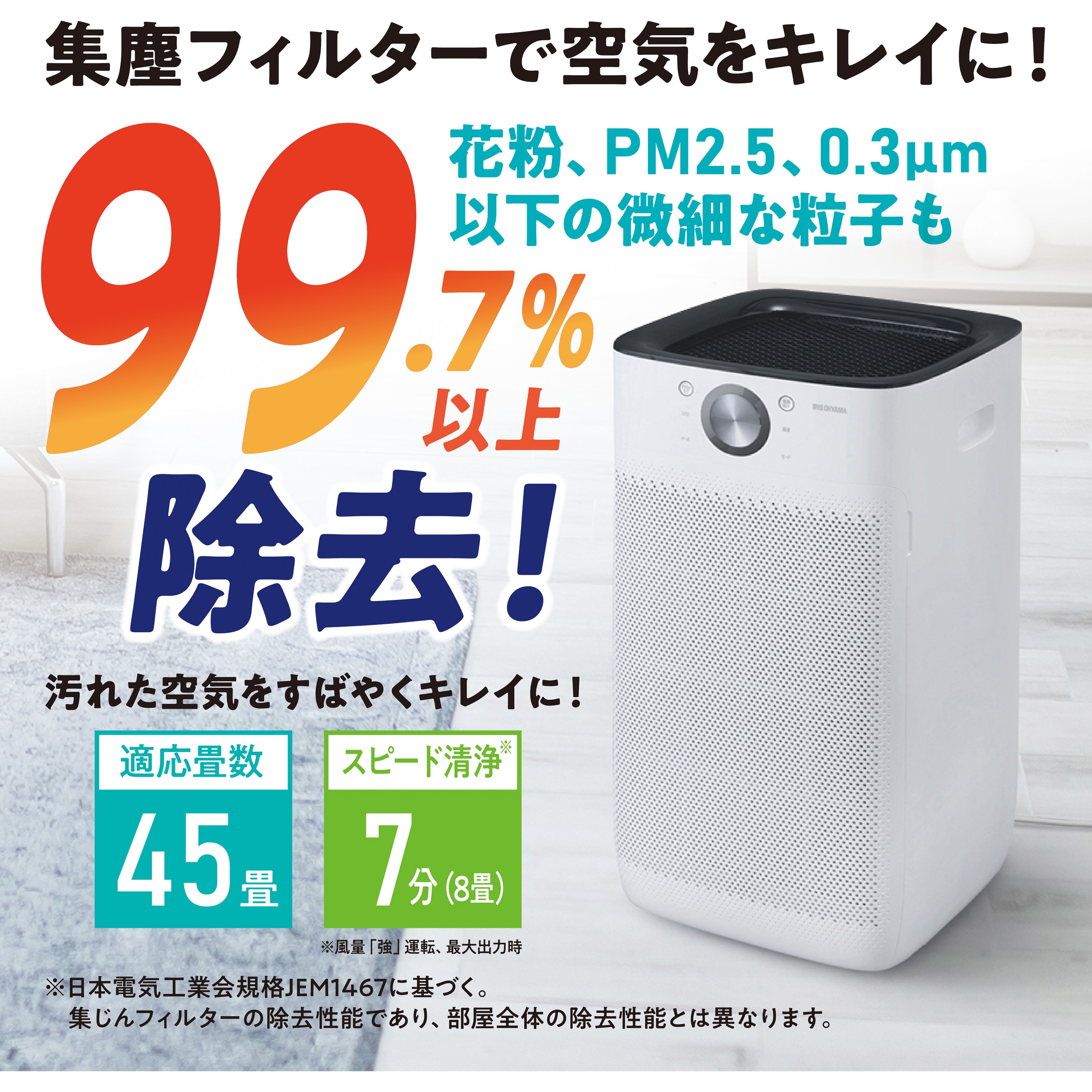 IAP-A110-W 空気清浄機 1台 アイリスオーヤマ 【通販モノタロウ】