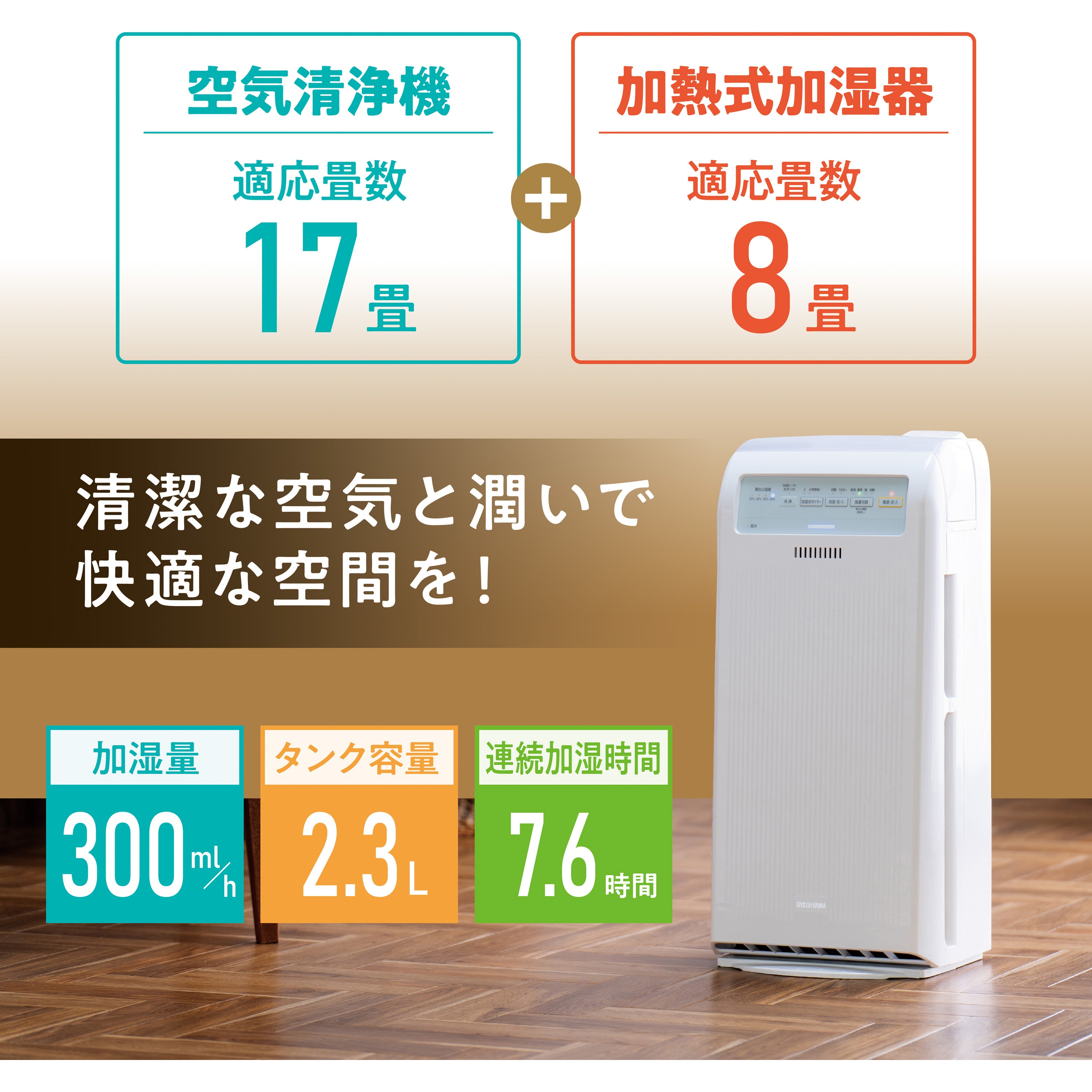 HXF-C40-W 加湿空気清浄機 1台 アイリスオーヤマ 【通販モノタロウ】