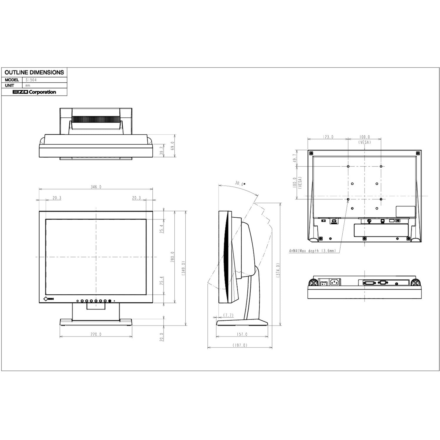 S1504-TBK 15.0型カラー液晶モニター FlexScan S1504 (XGA/DVI-D， D