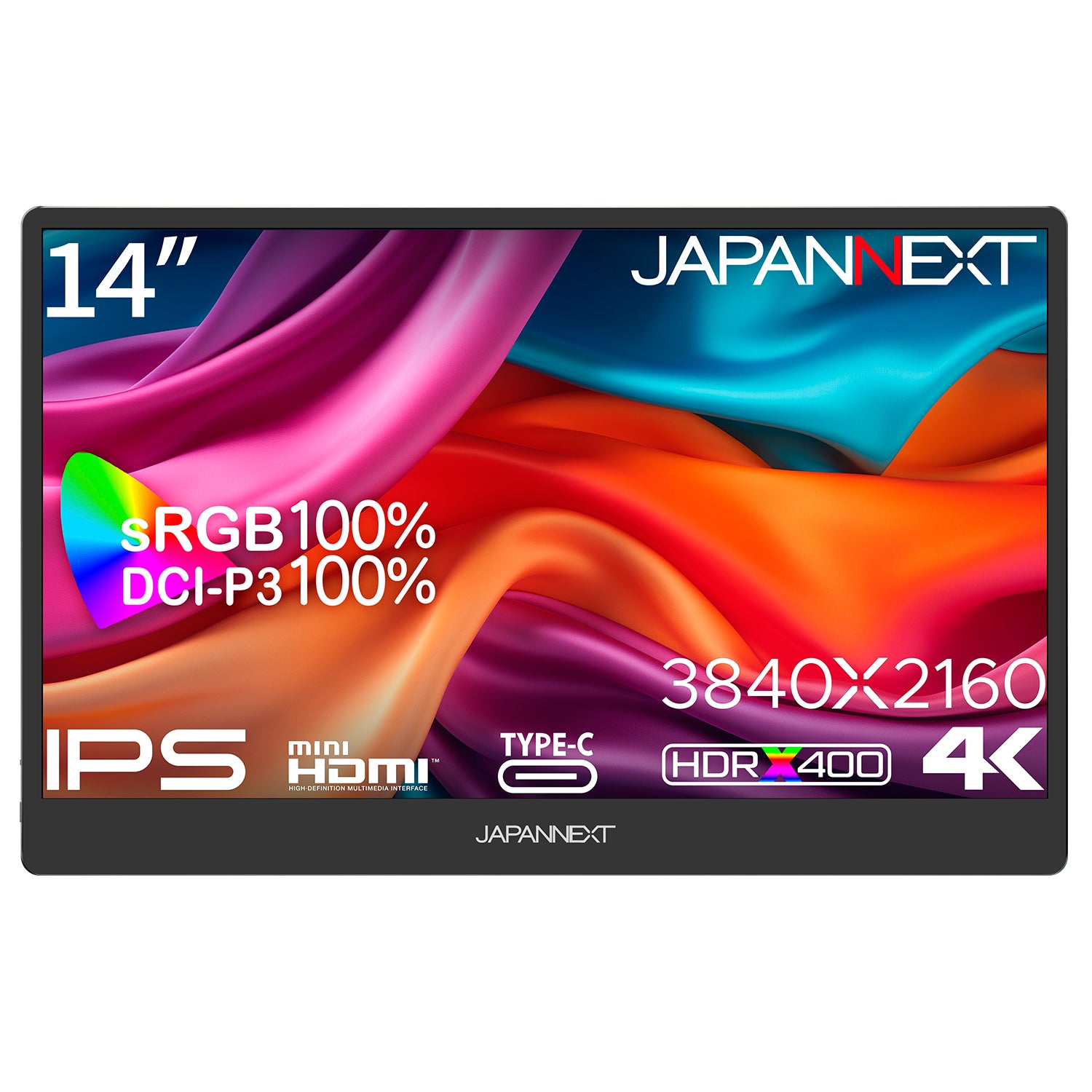 JAPANNEXT 14インチ IPSパネル搭載 4K(3840x2160)解像度 モバイル