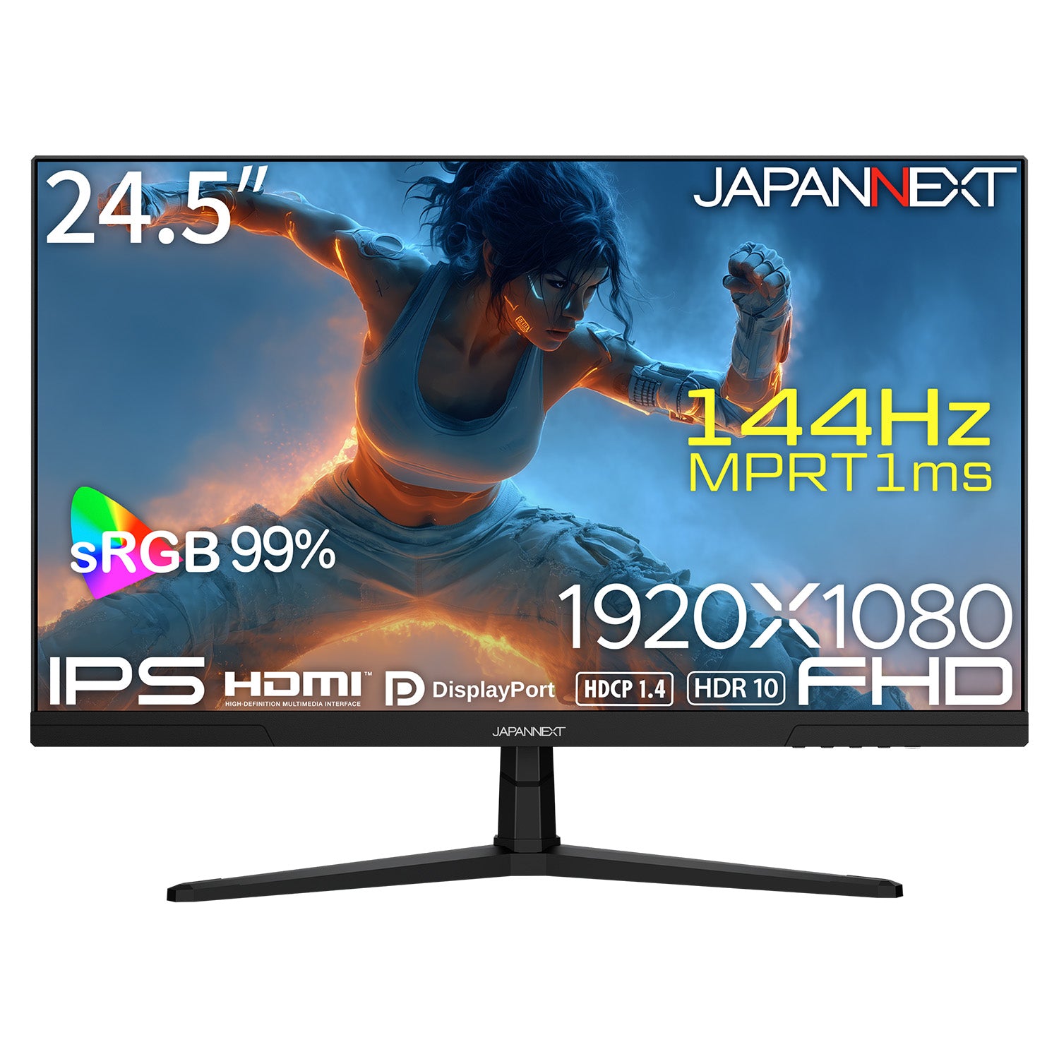 JAPANNEXT 24.5インチ IPSパネル搭載 144Hz/1ms(MPRT)対応 フルHD