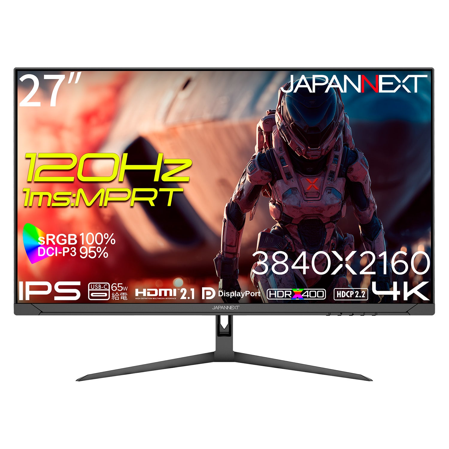 JAPANNEXT 27インチ IPSパネル搭載 120Hz/1ms(MPRT)対応 4K(3840x2160