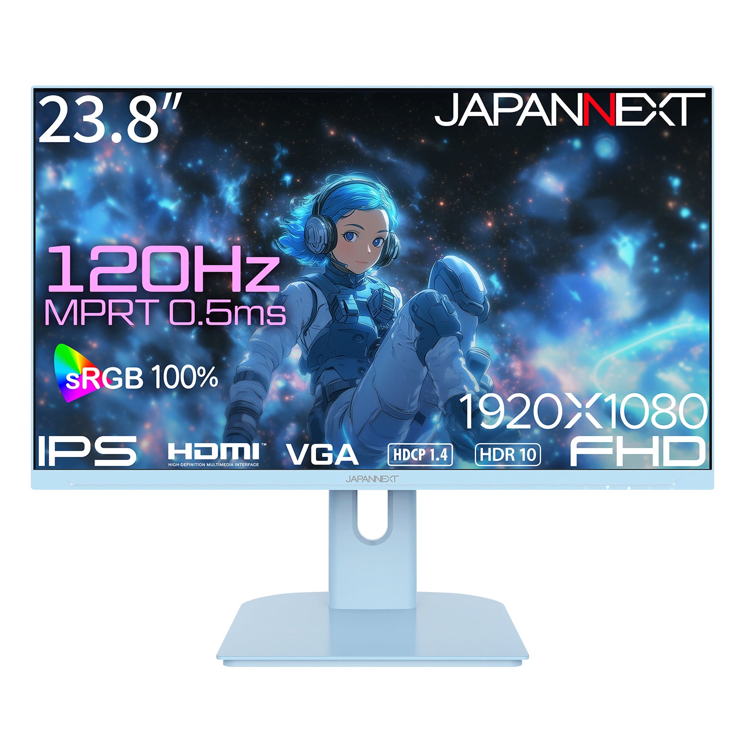 ベイビーブルーモデル】JAPANNEXT 23.8インチ IPSパネル搭載 120Hz/0.5