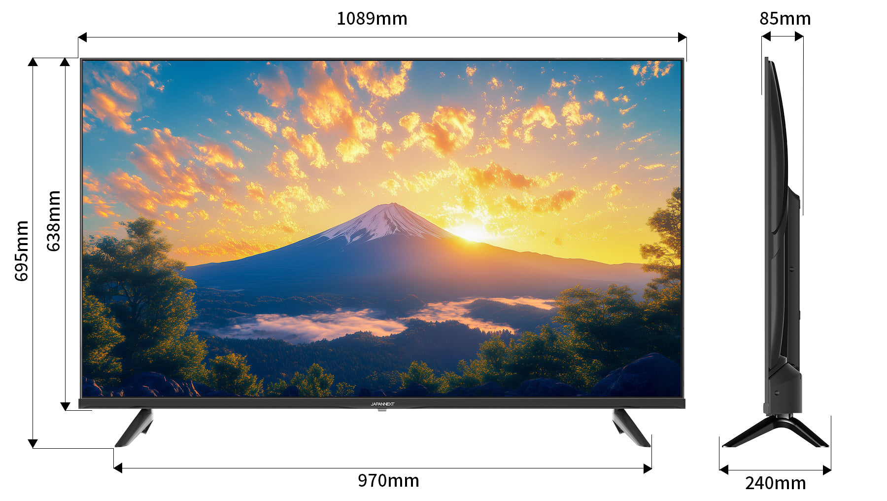 JAPANNEXT 49インチ IPSパネル搭載 フルHD(1920x1080)解像度 大型液晶