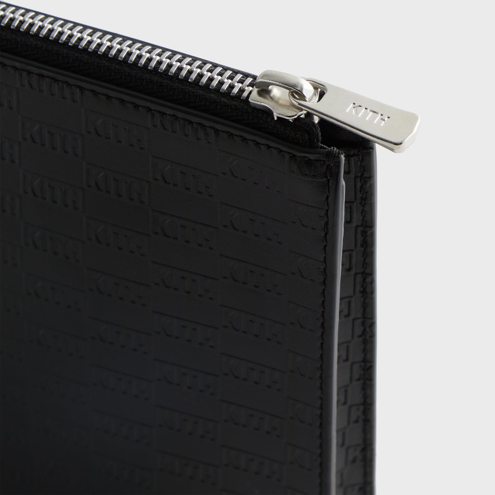 Kith Monogram Leather Zipper Pouch - Black – Kith Japan