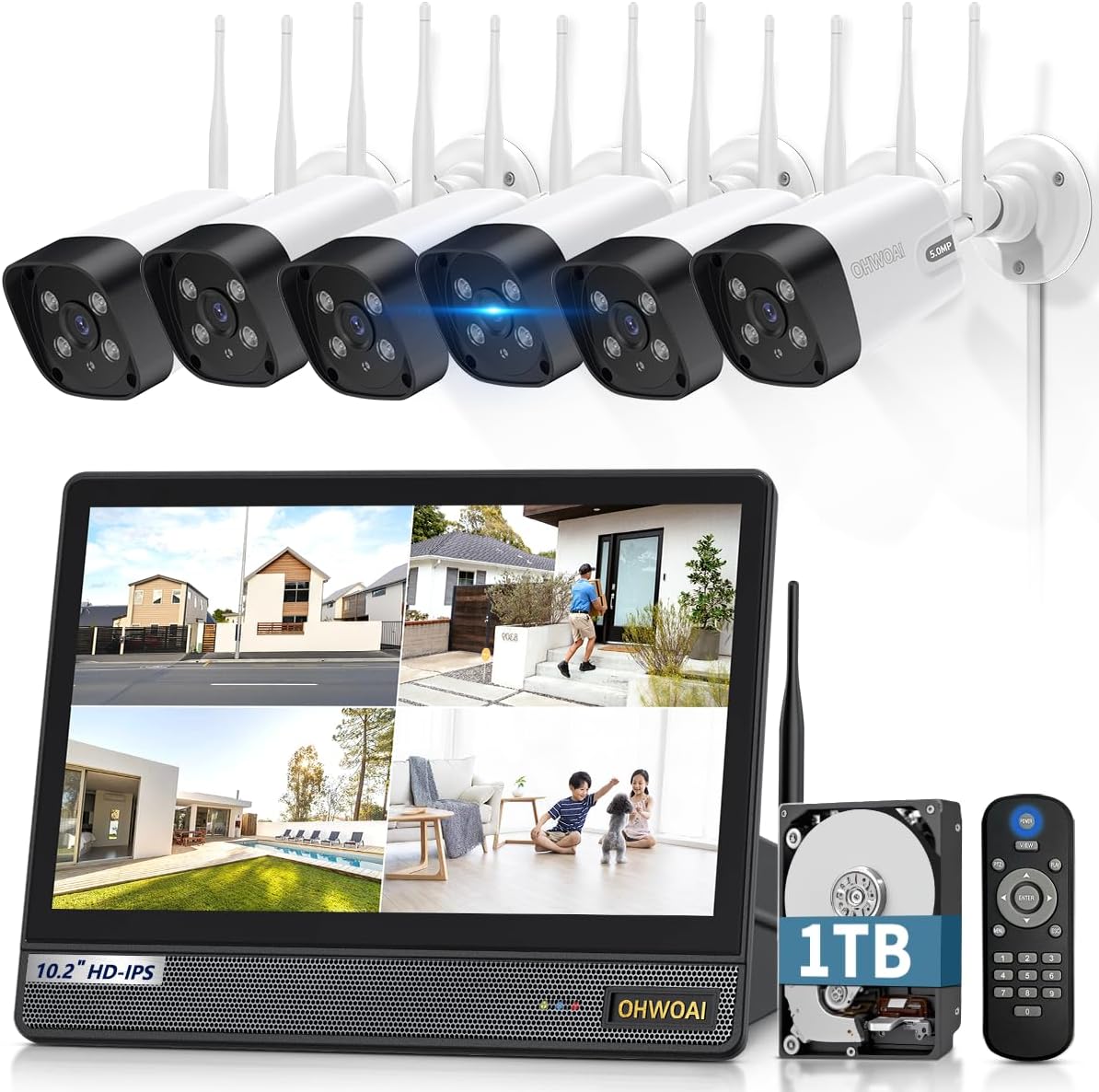 500万画素 家庭用ワイヤレス防犯カメラ IPSパネル 双方向通話監視