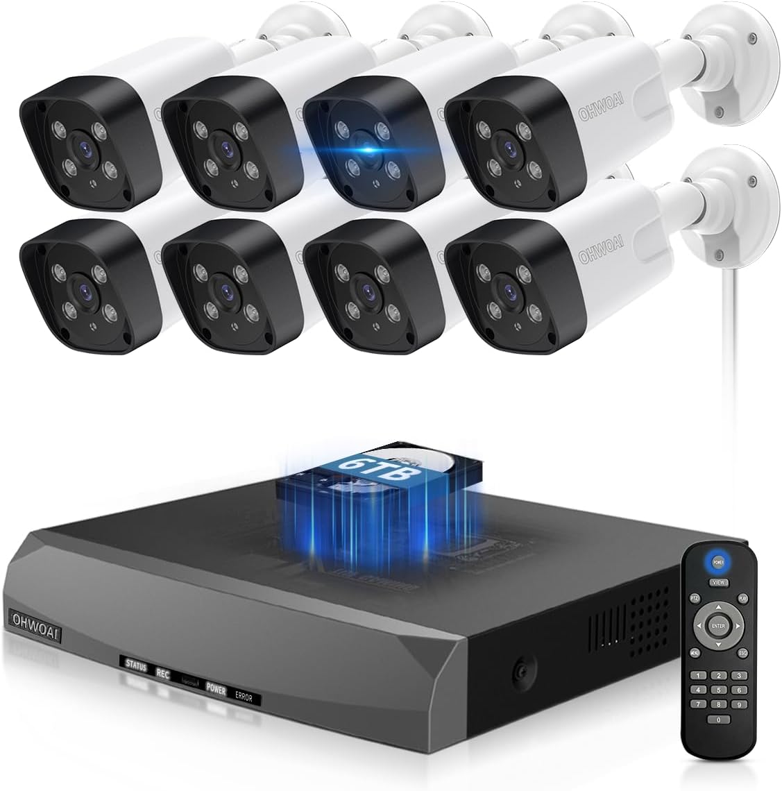 800万画素・双方向通話】4K POE防犯カメラセット8台 音声録画＆双方向