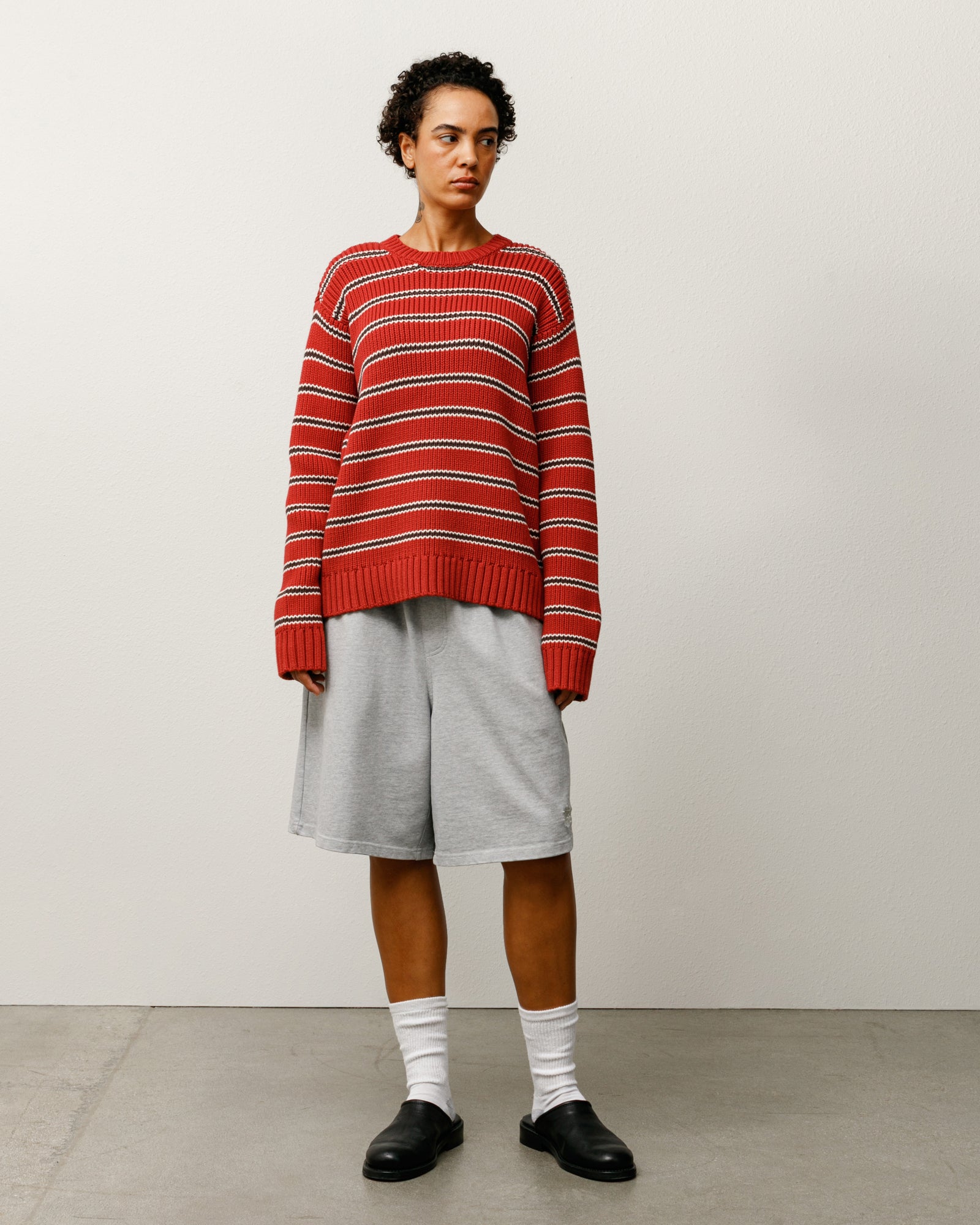 Chunky Cotton Stripe Sweater – Brick | Tops & Knits | Stüssy Japan